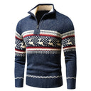 Half Zip gebreide trui voor heren | Ontwerp met patroon