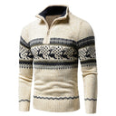 Half Zip gebreide trui voor heren | Ontwerp met patroon