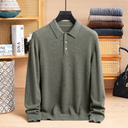 Halve Knoopsluiting Cashmere Trui Heren | Turnkraag Model