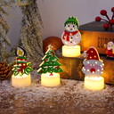 Christmas Table Candle Without Flame - IronGlow - Figure Set - Battery Lighting