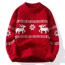 Christmas Sweater | Knitted Sweater with Reindeer Motif and Round Neckline