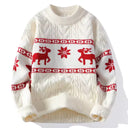 Christmas Sweater | Knitted Sweater with Reindeer Motif and Round Neckline