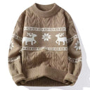 Christmas Sweater | Knitted Sweater with Reindeer Motif and Round Neckline