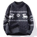 Christmas Sweater | Knitted Sweater with Reindeer Motif and Round Neckline