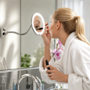 LED Bathroom Magnifying Mirror with Flexible Arm for Makeup and Care