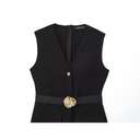 Midi-jurk met knoopdetails voor dames | Ontwerp met hoge taille