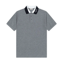 Moncler Men Gray Piqué Polo with Short Sleeves and Contrasting Collar