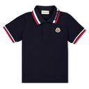 Moncler Men's Navy Cotton Polo Shirt With Tricolour Details