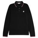 Moncler Men's Polo with Long Sleeves, Contrasting Finish and Logo Patch