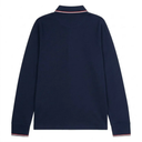 Moncler Men's Polo with Long Sleeves, Contrasting Finish and Logo Patch
