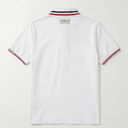Moncler Heren Polo van Katoenpiqué in Optical White met Tricolour Details en Logo Patch
