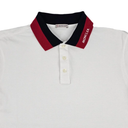Moncler Men White Cotton Polo with Short Sleeves and Contrasting Collar