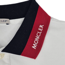 Moncler Men White Cotton Polo with Short Sleeves and Contrasting Collar