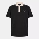 Moncler Mens Black Cotton Piqué Polo Shirt With Contrasting Collar