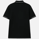 Moncler Mens Black Cotton Polo with Contrasting Details and Logo Patch