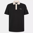 Moncler Men's Black Polo with Short Sleeves, Contrasting Collar and Logo