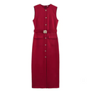 Mouwloze midi jurk met riem voor dames