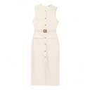 Mouwloze midi jurk met riem voor dames