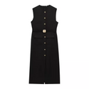Mouwloze midi jurk met riem voor dames