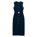 Mouwloze midi jurk met riem voor dames