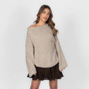 Off-Shoulder Gebreide Trui voor Dames | Losse Pasvorm