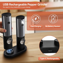 Rechargeable Electric Salt and Pepper Grinder Set with Automatic Design