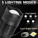 Rechargeable XHP50.2 LED Tactical Flashlight for Outdoor and Emergency Use