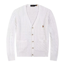 Polo Ralph Lauren V-neck cardigan in cotton with cable knit pattern