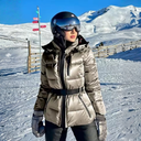 Ski jas dames | Gewatteerde winterjas met riem