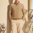 Standing Collar Sheep Wool Sweater Men | Long Sleeves