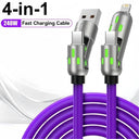 Super Snelle Oplaadkabel met RGB Licht - Type-C voor Meerdere Apparaten