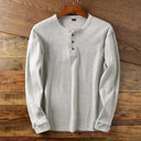T-shirt met lange mouwen voor heren | Knoopsluiting, effen ontwerp