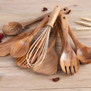 Keukengerei Set 11-Delig - TeakWooda - Met Houder - Natuurlijk Hout