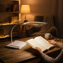 Adjustable Table Lamp with Magnifying Lens for Reading and Desk Work