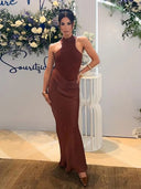 Hollow Out Maxi Dress for Women | Długość kostki