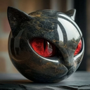 Zwarte Kattenkop Sculptuur Beeldje voor Gotische Huis- & Bureau Decoratie