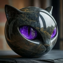 Zwarte Kattenkop Sculptuur Beeldje voor Gotische Huis- & Bureau Decoratie
