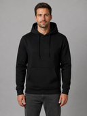 Heren Effen Hoodie met Capuchon in Zwart