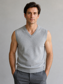 Heren Gebreid Casual Vest voor Herfst en Winter, vooraanzicht