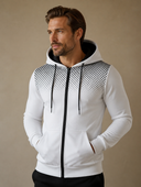 Heren Hoodie met Rits en Capuchon Slim Fit, driekwart aanzicht