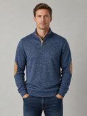 Heren Kwartzip Sweatshirt met Elleboogstukken, vooraanzicht