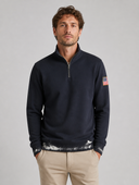 Heren Kwartzip Sweatshirt met Geborduurde Mouwen, vooraanzicht