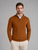 Heren Kwartzip Trui met Opstaande Kraag Slim Fit, vooraanzicht
