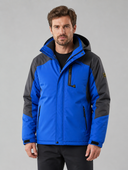Heren Outdoorjas met Capuchon en Fleecevoering in Blauw - voorkant