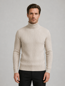 Man draagt heren Slim Fit Coltrui, Gestreept Gebreid, vooraanzicht