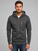 Heren Slim Fit Hoodie met Rits en Capuchon, vooraanzicht