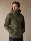 Heren Softshell Fleece Jas met Capuchon, driekwartaanzicht
