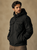 Heren Softshell Jas met Capuchon en Meerdere Zakken, driekwartaanzicht