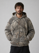 Heren Zip-Up Hoodie met Camouflageprint in Beige - voorkant
